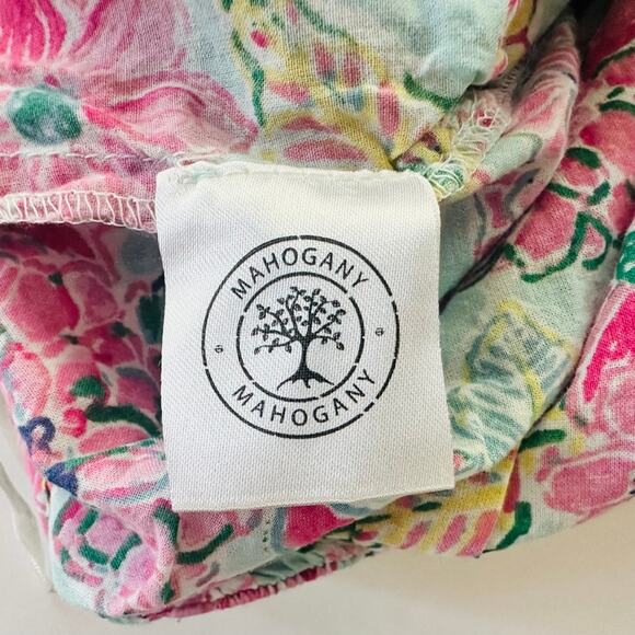 Mahogany Floral Drawcord Pajama Pants Pink Blue XL Wide Leg 100% Cotton India - Picture 5 of 7